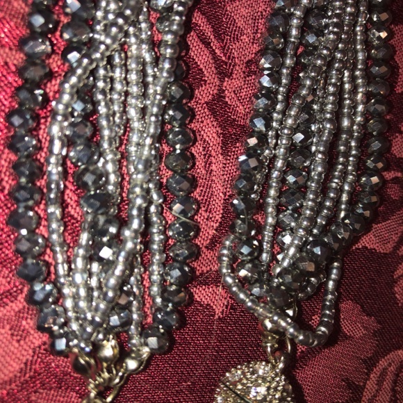 Beautiful Grey, Silver & Pewter Convertible Glass Bead Necklace - Picture 7 of 7